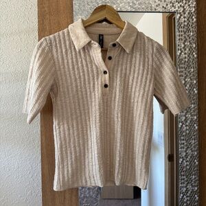 Women zara collar beige top_small
